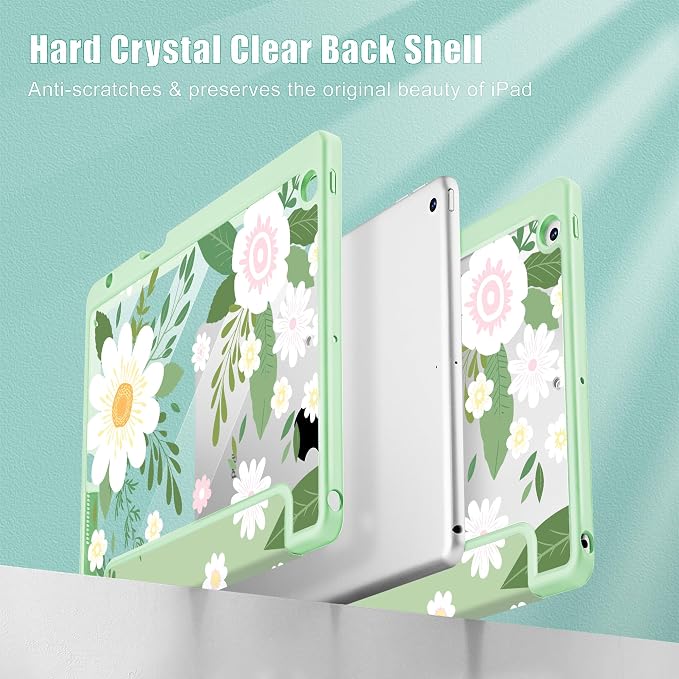 Tuiklol for iPad 10.2 inch 9th / 8th / 7th Gen 2021 2020 2019 Release Case | Built in Pencil Holder - TPU Protection Trifold Stand Stand Clear Back Tablet Cover With Auto Wake/Sleep Blue berries