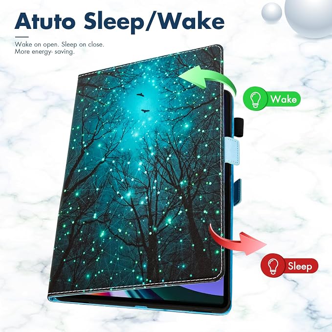 Dteck Wallet Case for Galaxy Tab S10+/S9+/S7 FE/S8+/S7 Plus 12.4 Tablet Premium PU Leather Folding Stand Auto Wake/Sleep Pen Holder Case with Hummingbirds