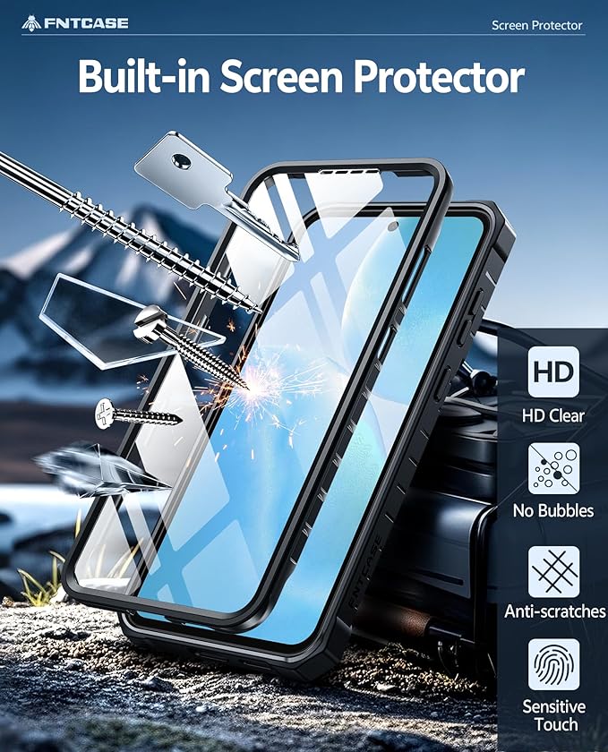 FNTCASE for 11 Pro XL Case Rugged Kickstand 2 Front Frames Black | Built-in Screen Protector 20FT Military-Grade Drop Protection Rugged Heavy Duty Shockproof Full Body Protective Cover