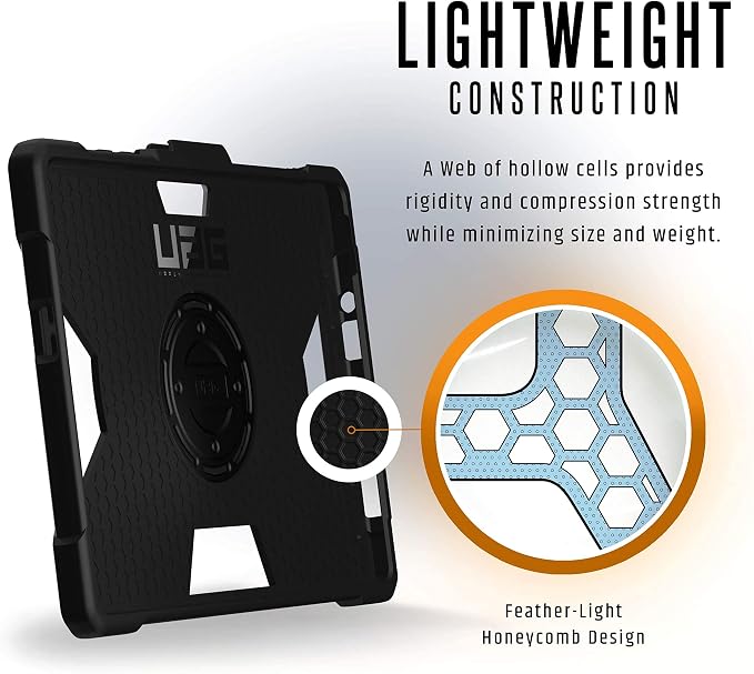 URBAN ARMOR GEAR UAG Microsoft Surface Go 4 / Surface Go 3 / Surface Go 2 / Surface Go Case [10.5-inch Screen] w/Hand Strap Outback Feather-Light Rugged Military Drop Tested Cover Black