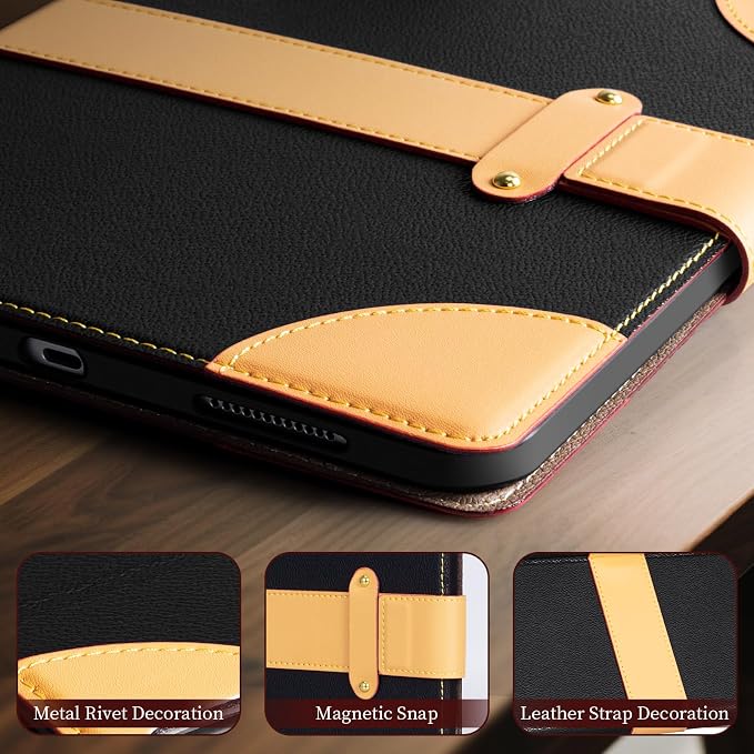 Case for iPad mini 7 (A17) ProiPad mini 7th/6th Gen (2024/2021) | Microfiber Leather Folio Cover with Adjustable Multi-angle StandAuto Sleep/WakeShockproof Protection CaseBlack