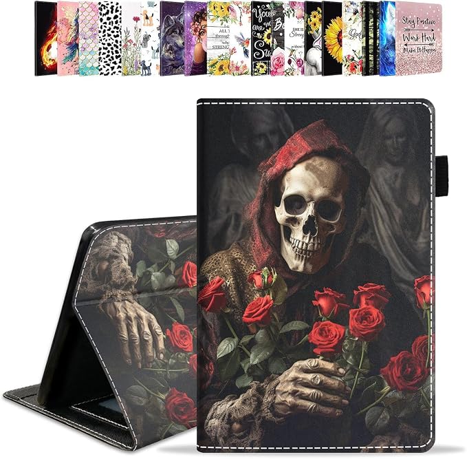 Case for Amazon Kindle Fire HD 10 Tablet 10.1 (9th/7th Generation 2019/2017 Release) - PU Leather Folio Case with Smart Auto Wake/Sleep African American Girl