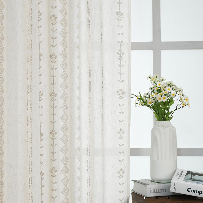 Farmhouse Curtains for Living Room 63 Inch Length,Modern Elegant Subdued Subtle Traditional Pattern Custom Window Livingroom Curtains Drapes 63 Inches Long 2 Panels