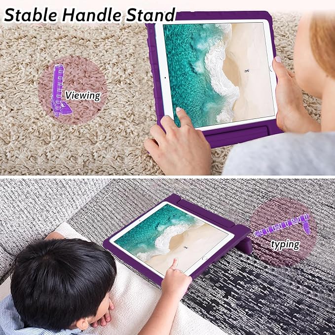 Dteck Kids Case for iPad 10.2 - Shockproof Rugged EVA Handle Stand Child Proof Case for iPad 9/8/7 Generation Black