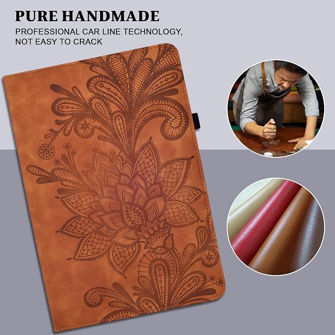 Case for Samsung Galaxy Tab A11+/A11 Plus /A9+/A9 Plus 2025/2023 5G 11 Inch Embossed Lace PU Leather Stand Cover with Elastic Band Card Slots Pen Holder &amp Multi-Angle Viewing - Blue