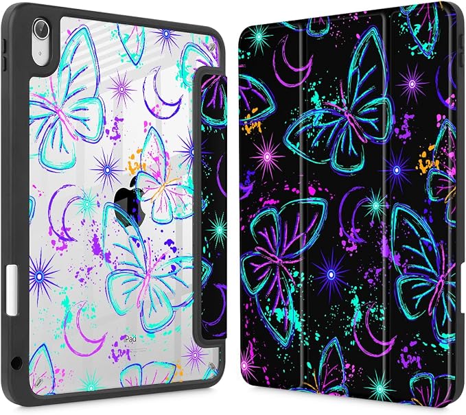 Mektron Case for 2026 iPad Air 11 inch M4 8th (M3 2025 7th /M2 2024 6th) Compatible with iPad Air 10.9 (2022 5th Gen /2020 4th Gen) Shockproof Clear Shell Blue Bows &amp Flowers