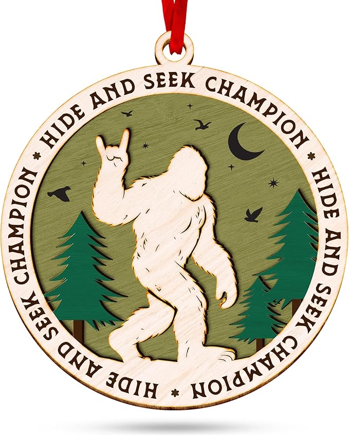 Bigfoot Ornament - Endearing for Sasquatch Lovers, Funny and Cool Bigfoot Ornaments for Christmas Tree, Unique Tree Topper with Bigfoot and Sasquatch Characters