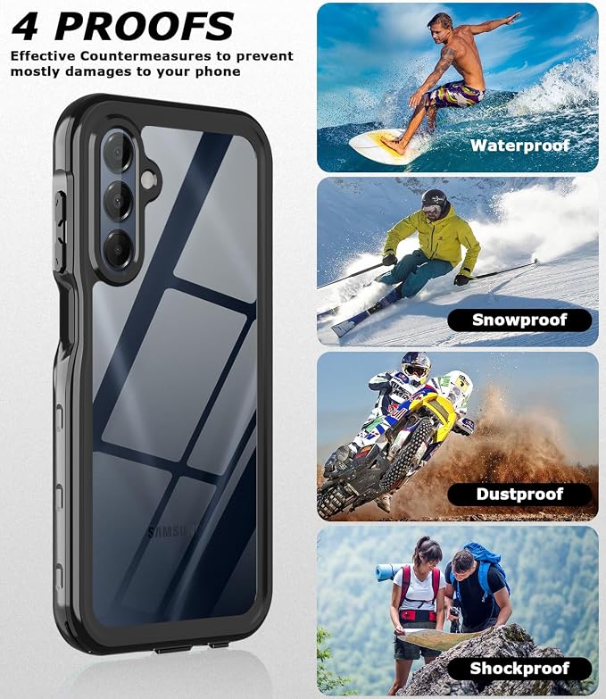 for Samsung Galaxy A16 5G Case IP68 Waterproof Built-in Screen Protector [Full Body Shockproof] Dustproof Underwater Protective Phone Case for Samsung A16 5G (Black)