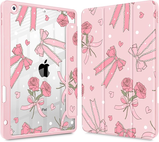 Tuiklol for iPad 10.2 inch 9th / 8th / 7th Gen 2021 2020 2019 Release Case | Built in Pencil Holder - TPU Protection Trifold Stand Stand Clear Back Tablet Cover With Auto Wake/Sleep Blue berries
