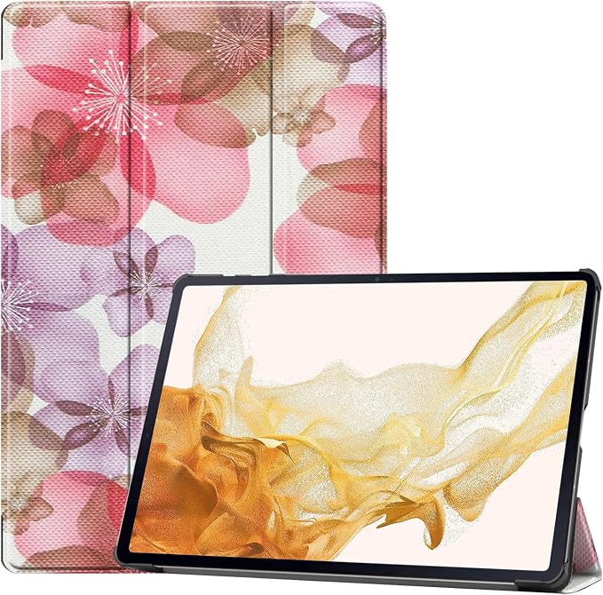 Gylint Folding Folio Stand Case for Samsung Galaxy Tab S9+ 2023 (Models: SM-X810/X816/X818) Ultra-Thin PU Leather Smart Cover Pattern: Flower
