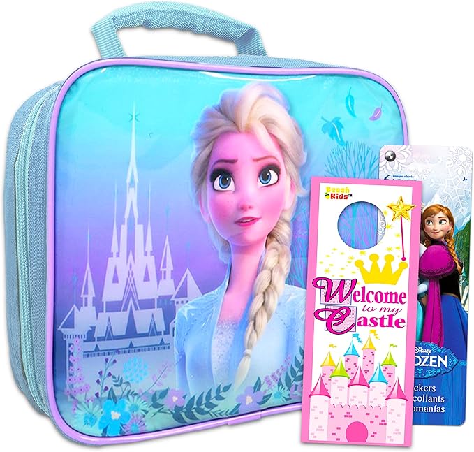 Frozen Lunch Bag Set - Bundle of an Elsa Lunch Box, Stickers, and More | Disney Frozen School Supplies Kit for Kids