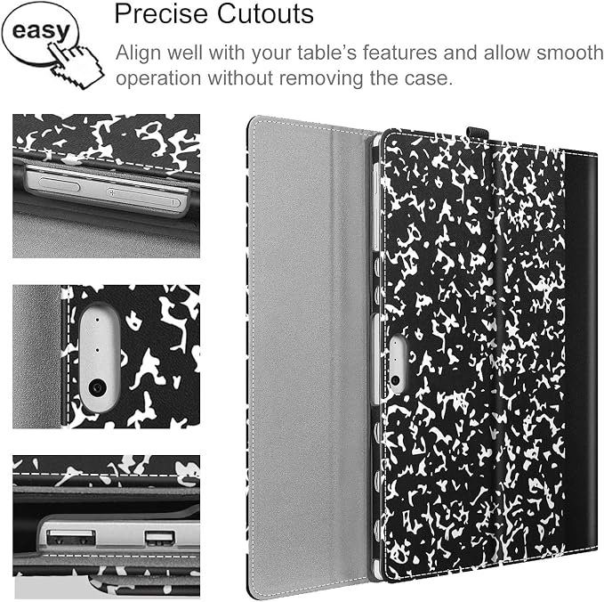 Fintie Case for 12.3 Inch Microsoft Surface Pro 7 Plus Surface Pro 7/6/5/4/3 - Portfolio Business Cover with Pocket Compatible with Type Cover Keyboard Black