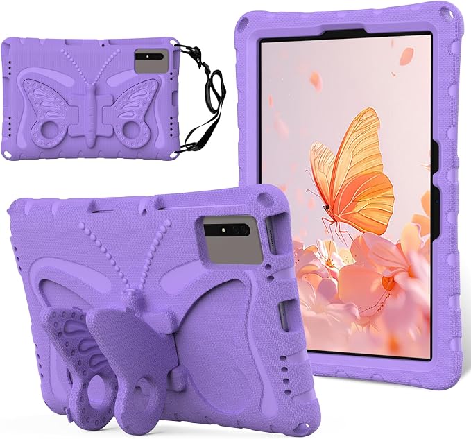 for Samsung Galaxy S9/S9FE/S8/S7 11 Butterfly Wings Kickstand Kids Girl Tablet Case EVA Material Light Weight Shockproof Kids Case for Lenovo M11 Xiaomi PDA 5/6 Redmi Pad SE (Blue)
