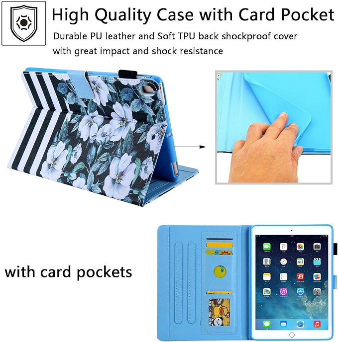 for Apple iPad 10.2 Case 9th/8th/7th Generation Cover (2021/2020/2019) with Auto Wake/Sleep Ultra Thin Lightweight Trifold Stand Folio PU Leather &amp Hard Back Hybrid Cover Almond Blossom