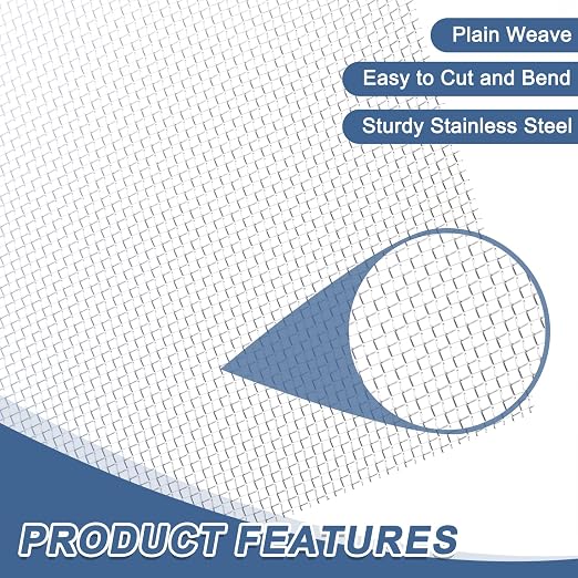 uxcell 16 Mesh 79" x 10" Woven Wire Mesh, 316 Stainless Steel Air Vent Filter