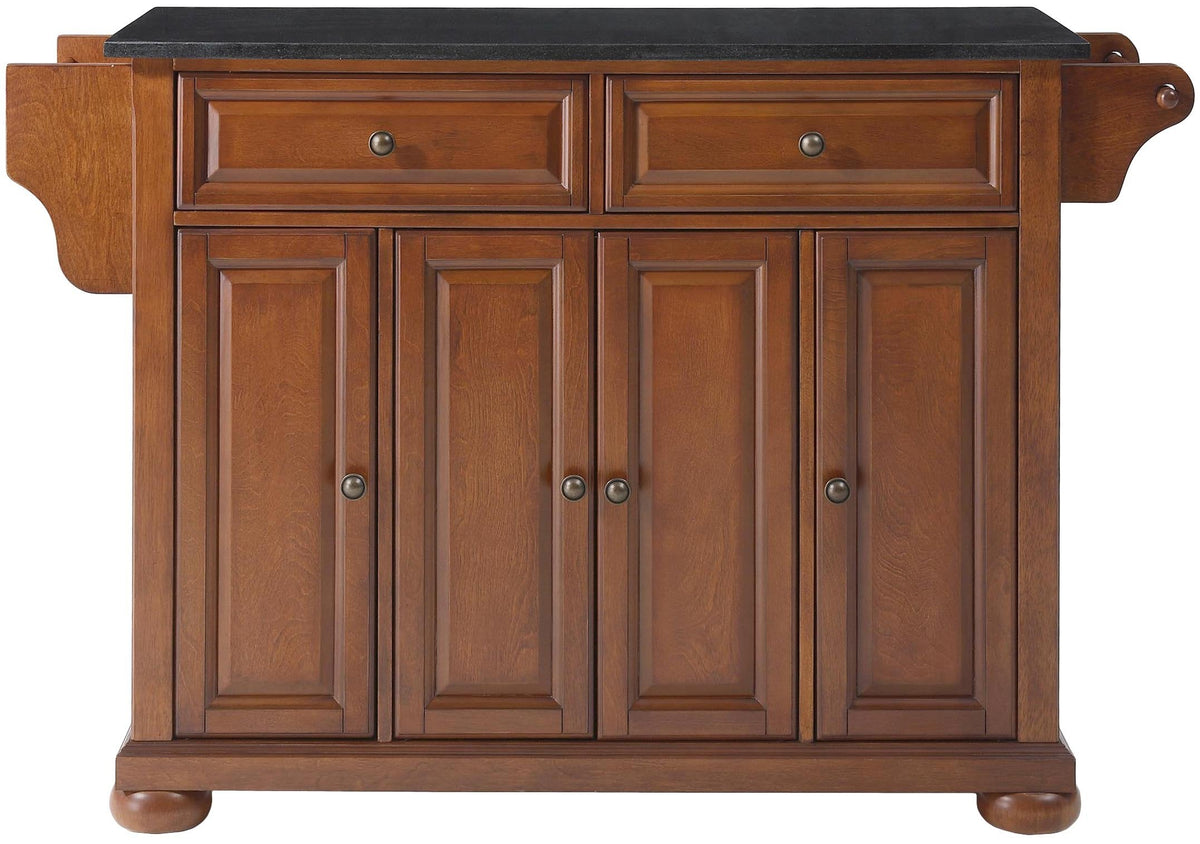 Crosley Furniture Alexandria Wood Top Rolling Kitchen Island Storage Cart, Microwave Stand, Spice Rack, Black