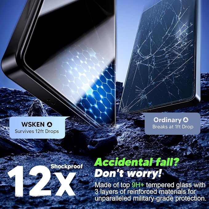 WSKEN for Samsung Galaxy S25 Ultra Screen Protector - Fingerprint Unlock | NO.1 Top 9H+ Tempered Glass Auto Dust Remove Zero Bubble 8K HD 10X Shatterproof Case Friendly 2 Pack