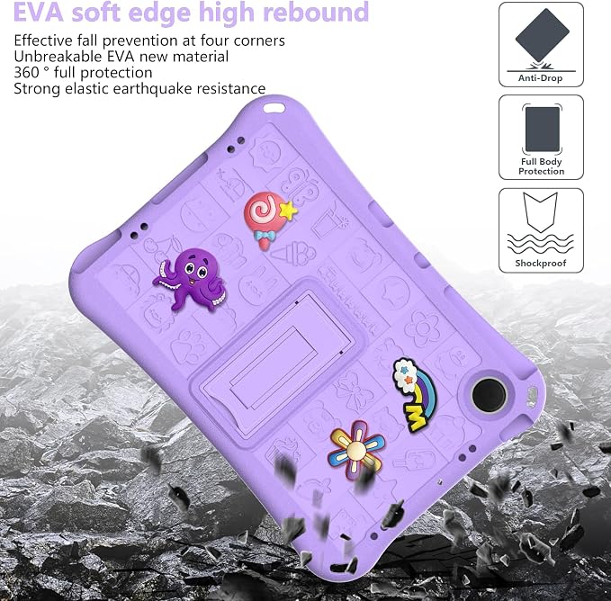 Case for iPad 10.2 Inch 2021/2020/2019/ iPad Pro 10.5 Inch/Air 3rd Gen (2019) Shoulder Strap Kickstand Children Friendly Anti-Scratch Shockproof Case Lightpurple