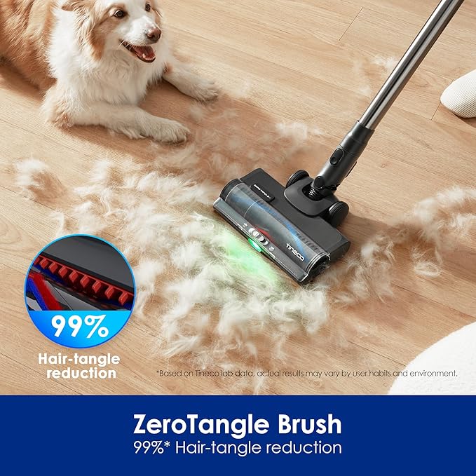 Tineco Pure ONE S50 Pro Cordless Stick Vacuum Cleaner, 200AW Powerful Suction, Zero Tangle Brush, 95Min Runtime, 180° Foldable Tube, 120° Green Light, Easily Tackles Large Debris Stick Vacuum