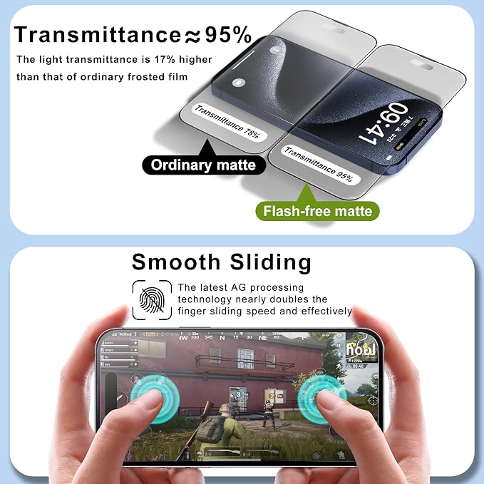 2 Pack Matte Glass Screen Protector for iPhone 17 Pro MaxMatte Anti-Glare Tempered GlassAnti-FingerprintAnti-Reflection Auto Alignment Scratch Resistant 9H Glass Screen Cover