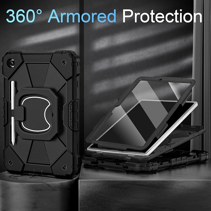 Auizotl Case for Samsung Galaxy Tab A11+/A9+ Plus 11 Inch with Screen Protector/Rotating Stand/Pen HolderMilitary Grade Shockproof Cover for Galaxy Tab A11 Plus /A9 Plus CasesBlack