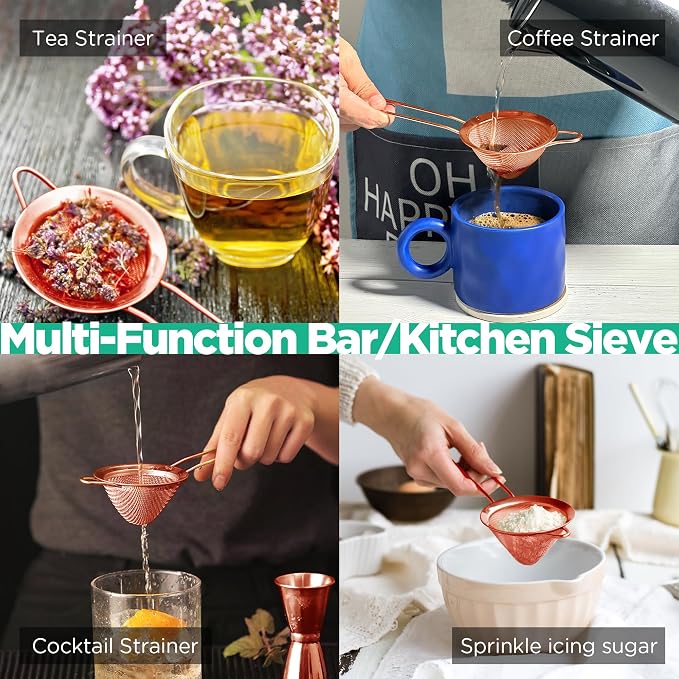 Homestia Fine Mesh Strainer for Kitchen, 304 Stainless Steel Cocktail Sieve