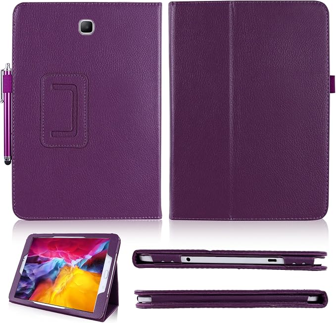 Slim Leather Case for Samsung Galaxy Tab 3 7.0 Inch 2013 (SM-T210 T215 P3200) Multi-Angle Stand Full-Protective Tablet Cover Book Case with Stylus PenScreen Film (Black)