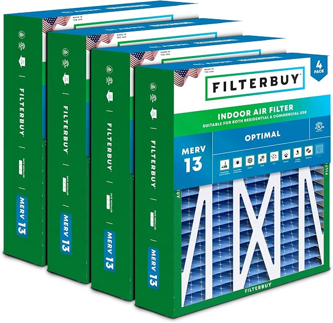 Filterbuy 17.5x21x5 Air Filter MERV 13 Optimal Smoke & Allergy Defense