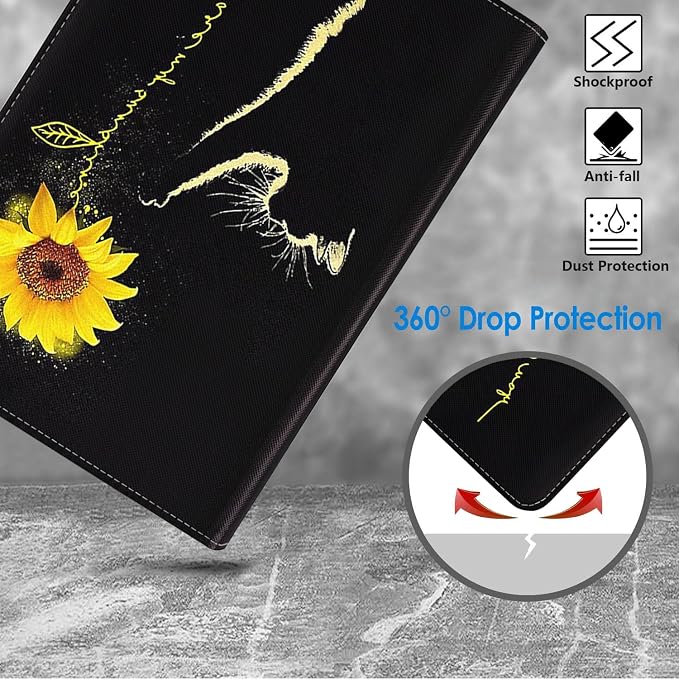 WEUIUJKILO Case for iPad (A16) 11th Generation 11 Inch 2025 iPad 10th Generation 10.9 Inch 2022 Slim PU Leather Folding Stand Smart Cover with Auto Sleep/Wake American Flag and Sunflower