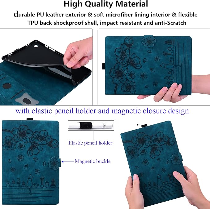 for Apple iPad 10.2 Case 9th/8th/7th Generation Cover (2021/2020/2019) with Auto Wake/Sleep Ultra Thin Lightweight Trifold Stand Folio PU Leather &amp Hard Back Hybrid Cover Almond Blossom