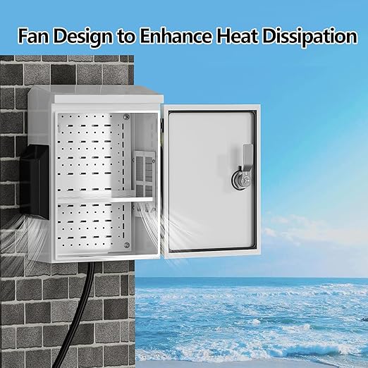 Outdoor Electrical Box, Cold-Rolled Steel Plate, Aluminum Alloy Back Beam, One-Piece Ventilation Design, IP65 Waterproof, Wall/Pole Mounted (17.6" x 13.8" x 7.9")