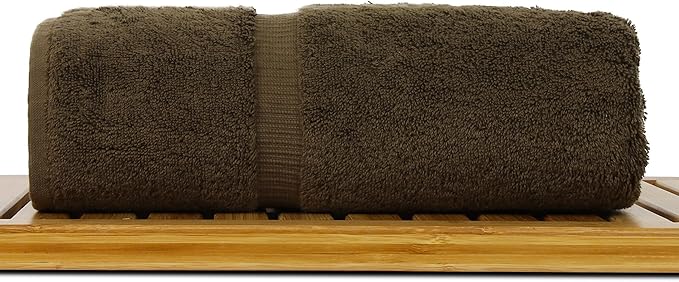 Luxury Hotel & Spa Collection Highly Absorbent, Quick Dry 100% Turkish Cotton 700 GSM, Eco Friendly Towel, for Bathroom Dobby Border Soft Bath Towel Set 27 X 54 (Cocoa, Bath Towels - Set of 2)
