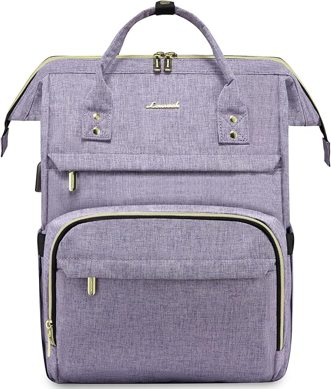 LOVEVOOK College Laptop Backpack, 15.6 Inch Travel Backpack for College, Waterproof Work Backpack Woman for Teacher Nurse Anti-theft Travel Back Pack, Gifts for Women, Purple