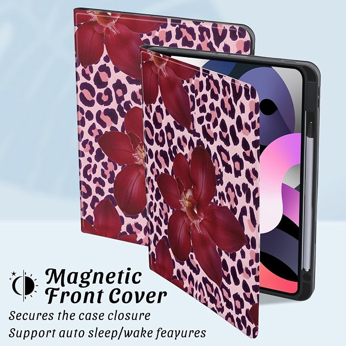 Cute Maple Bear Case for 10.2 iPad 2019/2020/2021(7th/8th/9th Gen) with Pencil Holder Auto Wake/Sleep Leather Soft TPU Back Cover for Women Girls