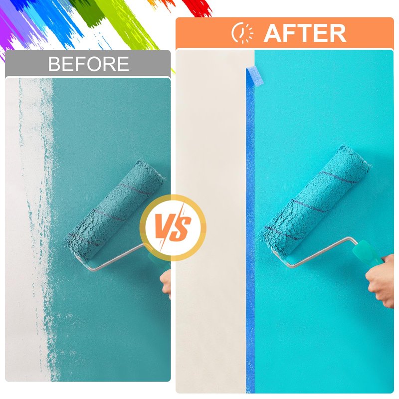 KICNIC Painter Tape, Blue Masking Tape 0.7 Inch x 60 Yard, 1 Roll Paper Craft Supplies, Removable Wide Clear Tape for Wall, Classroom, Artist, DIY Painting Tools & Home Improvement