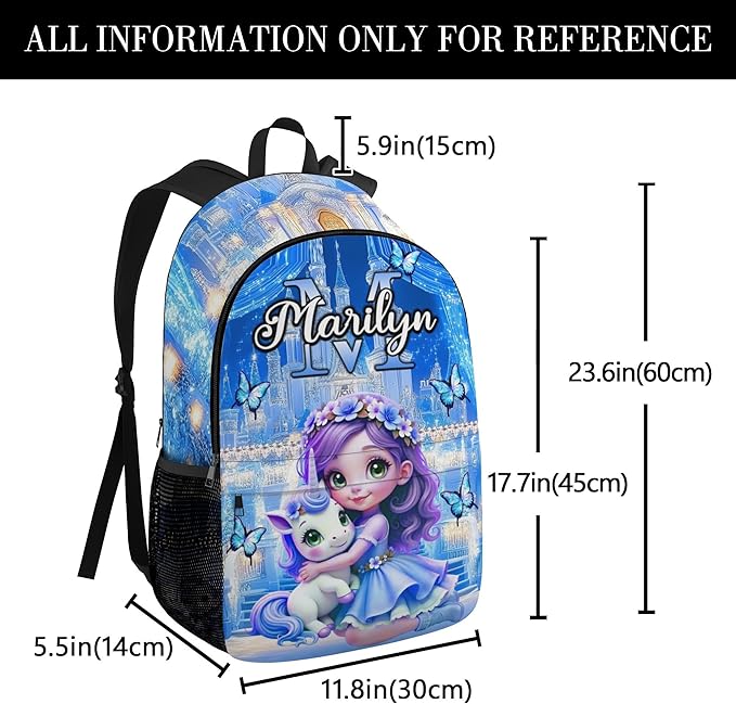 Custom Kids Backpack with Lunch Box Personalized Name School Bookbag for Girls Back to School Backpacks for Elementary Middle School Boys Blue