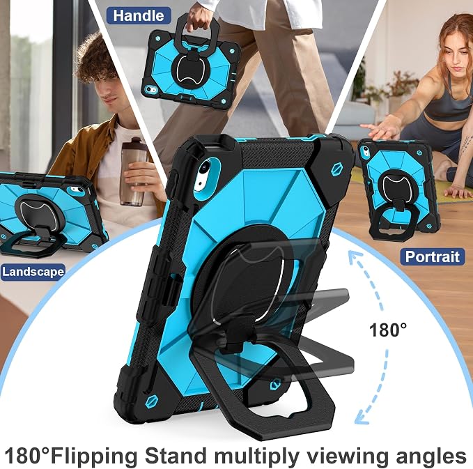 Scnioy Case for iPad (A16) 11th Generation 11 Inch (2025) / iPad 10th Generation Case 10.9 Inch (2022) with 360° Rotating Stand Screen Protector Pen Holder Shoulder Strap Black