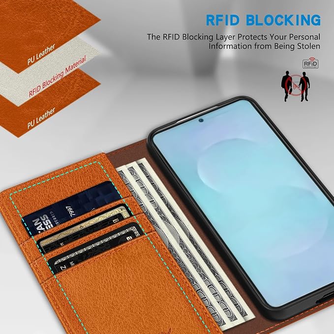 ZZXX for Samsung Galaxy S25 Wallet Case with [RFID Blocking] Card Slot Stand Strong Magnetic Leather Flip Fold Protective Phone Case for Samsung Galaxy S25 Case Wallet(Black-6.2 inch)