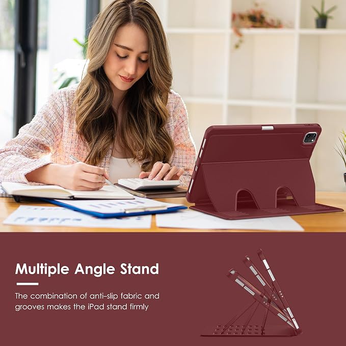 VIKESI Case for iPad Pro 11 inch (M5/M4) 2025/2024Multiple Angles Magnetic Stand CoverShockproof BackPencil Holderand Auto Sleep/WakeBlack