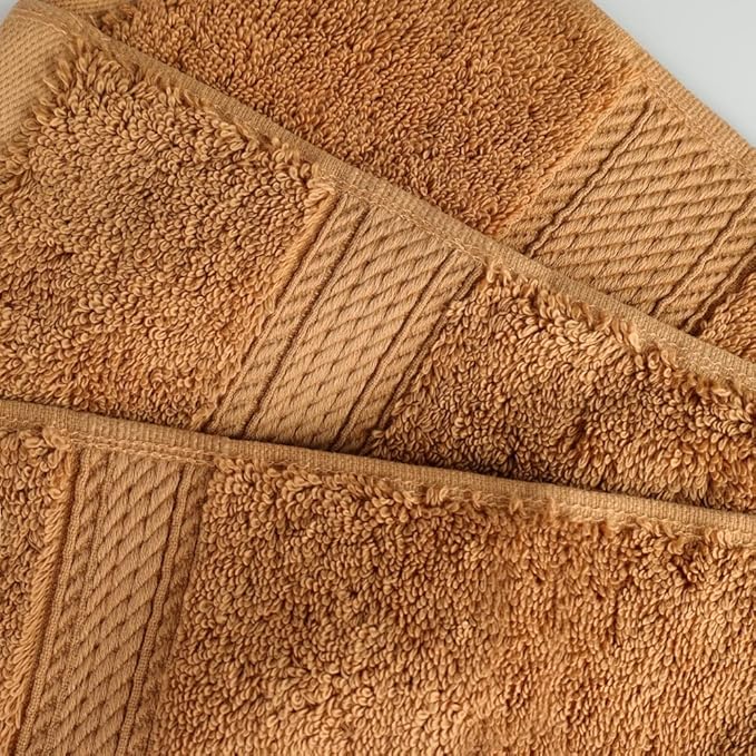 Superior Egyptian Cotton Pile Bath Towel Set of 2, Ultra Soft Luxury Towels, Thick Plush Essentials, Absorbent Heavyweight, Guest Bath, Hotel, Spa, Home Bathroom, Shower Basics, Rust