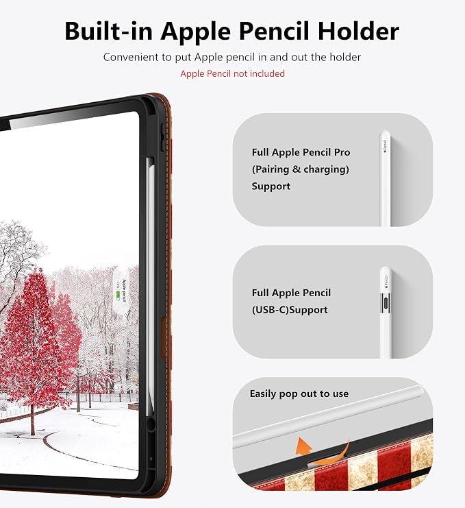 DTTO for iPad Pro 13 Inch Case M5 / M4 (2025/2024) Brown | 360 Degree Rotating Premium Faux Leather Folio Stand Cover with Pencil Holder Auto Sleep/Wake Multiple Angles