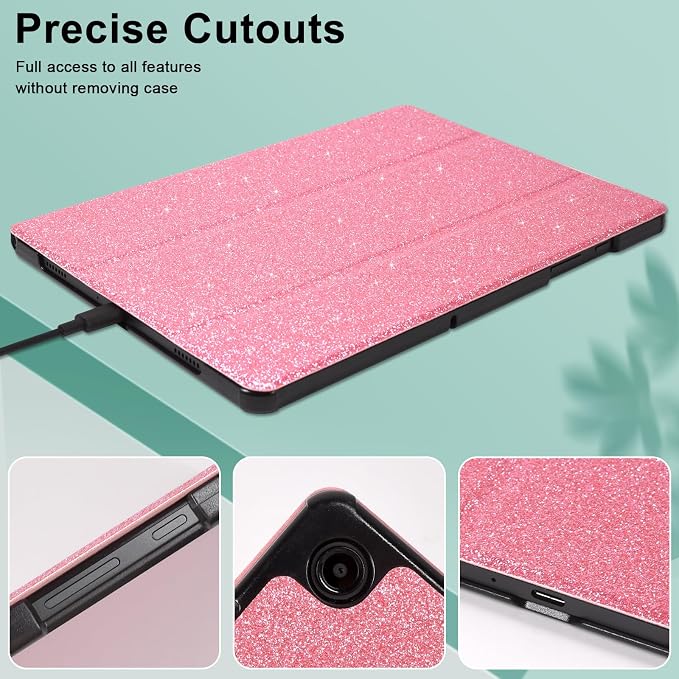 Caweet Case for Samsung Galaxy Tab A9+ / A9 Plus 11 Inch 2023 Ultra Slim Lightweight Hard Back Shell Tri-Fold Stand Cover with Atuo Sleep/Wake Almond Blossom