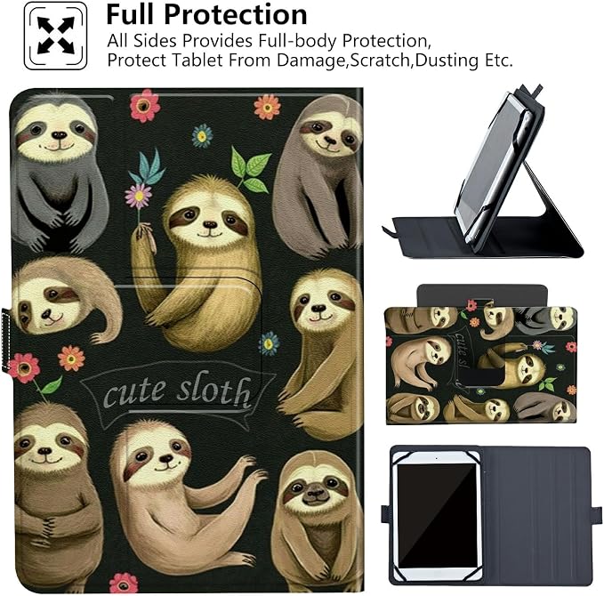 Universal Case for 10.6 inch 11 inch TabletUniversal Case for 10.6-11 Inch Touchscreen TabletSlim PU Leather Stand Folio Shell Cover with 360 Degree Rotatable Kickstand ViewingAbstract Sun Leaf