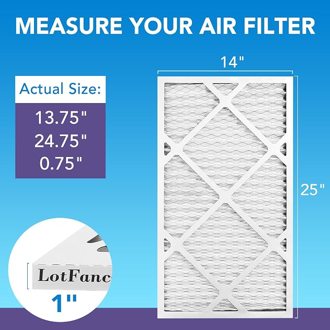 LotFancy 14x25x1 Air Filter MERV 11 4-Pack, Electrostatic Pleated AC Furnace