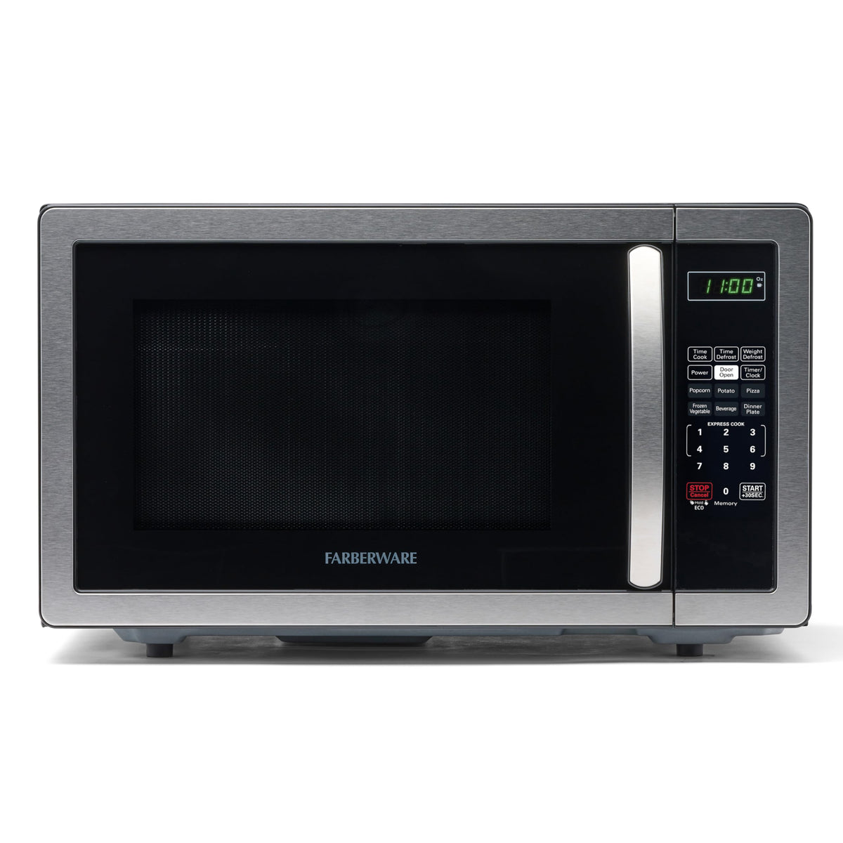 Farberware 1.6 Cu. Ft. Countertop Microwave Oven – 1100 Watts Power, Smart Sensor Auto Cook Settings, Defrost, Easy Clean and Child Safety Lock - Stainless