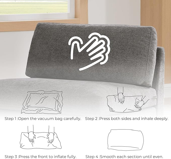 CHITA Super Large Luxury V Shape Corner Sectional Modular Sofa Set, Down Filled Modern Sofa, Deep Seat Cloud Couch, 114 inch Width, 5 Seat Couch with Chaise, Solid Wood Leg, Grey