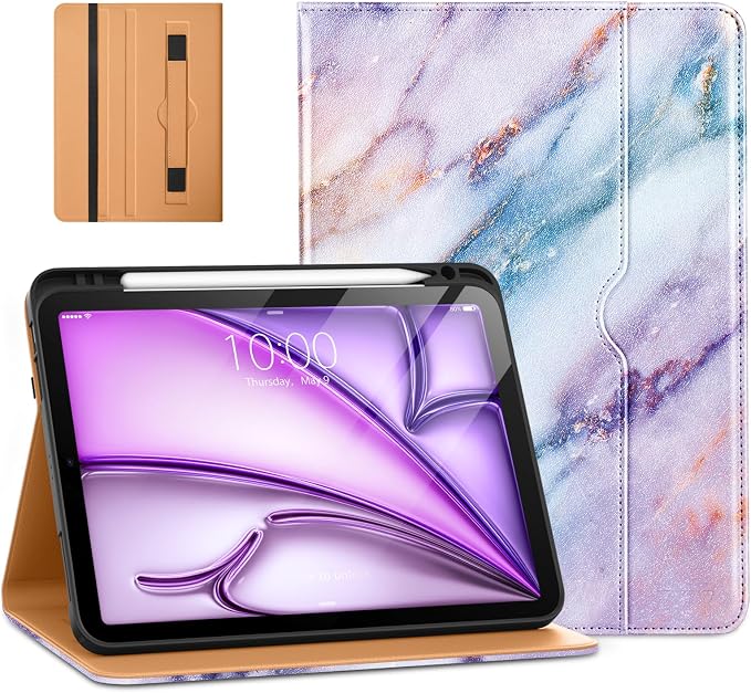 DTTO for iPad Air 11-inch Case M4/M3/M2 (2026/2025/2024) iPad Air 5th / 4th Generation (2022/2020) Premium Leather Business Folio Stand Cover with Pencil Holder - Auto Sleep/Wake Brown