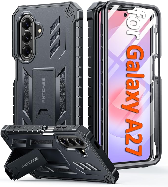 FNTCASE for 11 Pro XL Case Rugged Kickstand 2 Front Frames Black | Built-in Screen Protector 20FT Military-Grade Drop Protection Rugged Heavy Duty Shockproof Full Body Protective Cover