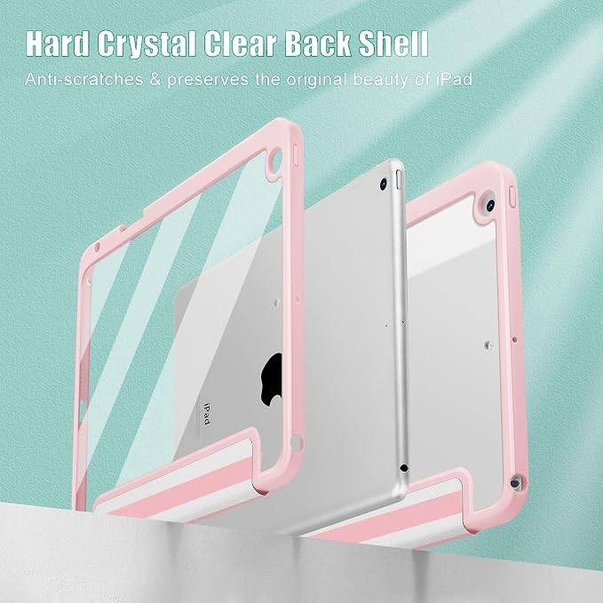 May Chen for iPad 9th Generation with Pencil Holder iPad 8th/7th Gen Case 10.2-inch [Penceil Holder] Trifold Stand Auto Wake/Sleep Clear TPU Protection Back Cover Ballet Shoes