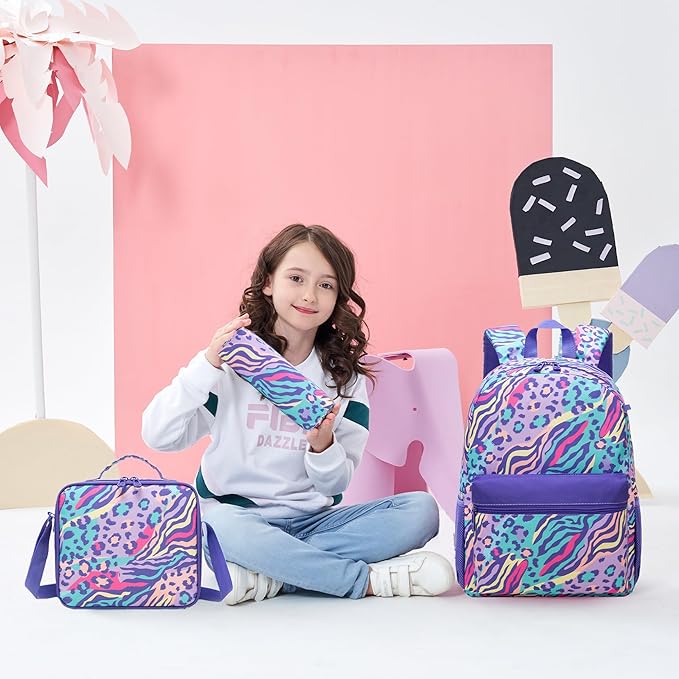 Backpack for Girls Backpack for School 8-10 Kids Backpacks with Lunch Box Schoolbag for Kids with Pencil Case